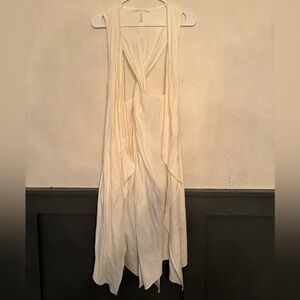 BCBGeneration Ivory Draped Waterfall Open Front Duster Vest Size L